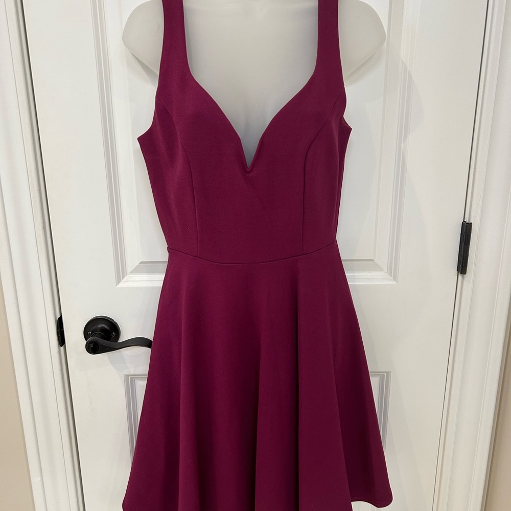 Plum Sleeveless Mini Dress with Plunge Neckline